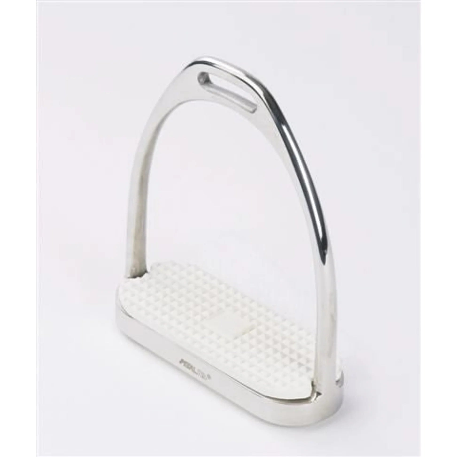 Angled front view of a Centaur Stainless Steel Fillis Stirrup Iron on a plain background