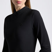 Cavalleria Toscana black long sleeve shirt showing high neckline and subtle chest logo
