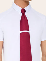 Close-up front view of the white RJ Classics Tyler Show Shirt with red tie on a plain background