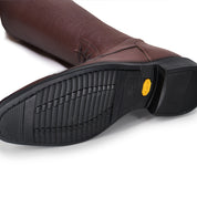 Bottom view of the brown DeNiro Amabile Quick 02 Brown Field Boots on a plain background