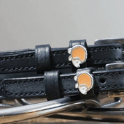 Close-up view of the buckled Hedgehog Mane Jane Spur Straps