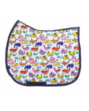 Side view of the Whale Whale Whale Dreamers & Schemers Saddle Pad on a plain background