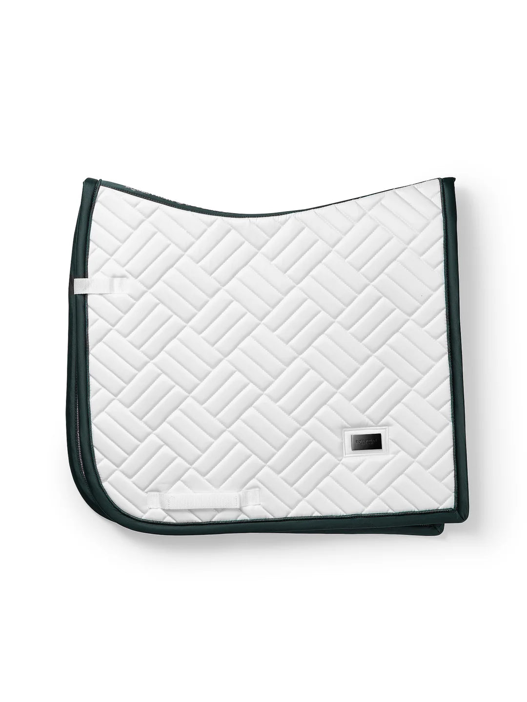 Side view of the Dramatic Monday Dressage Saddle Pad on a white background