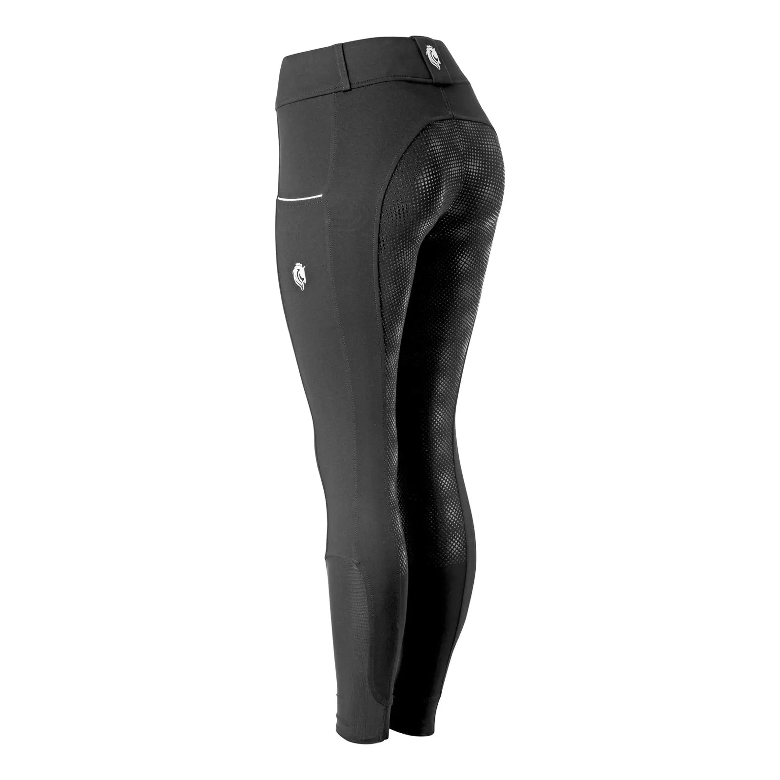 angled back view of the Equinavia Astrid Pull On Full Seat Breeches in black