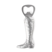 Full view of the riding boot Blue Stallion Farm Zinc Bottle Opener on a white background
