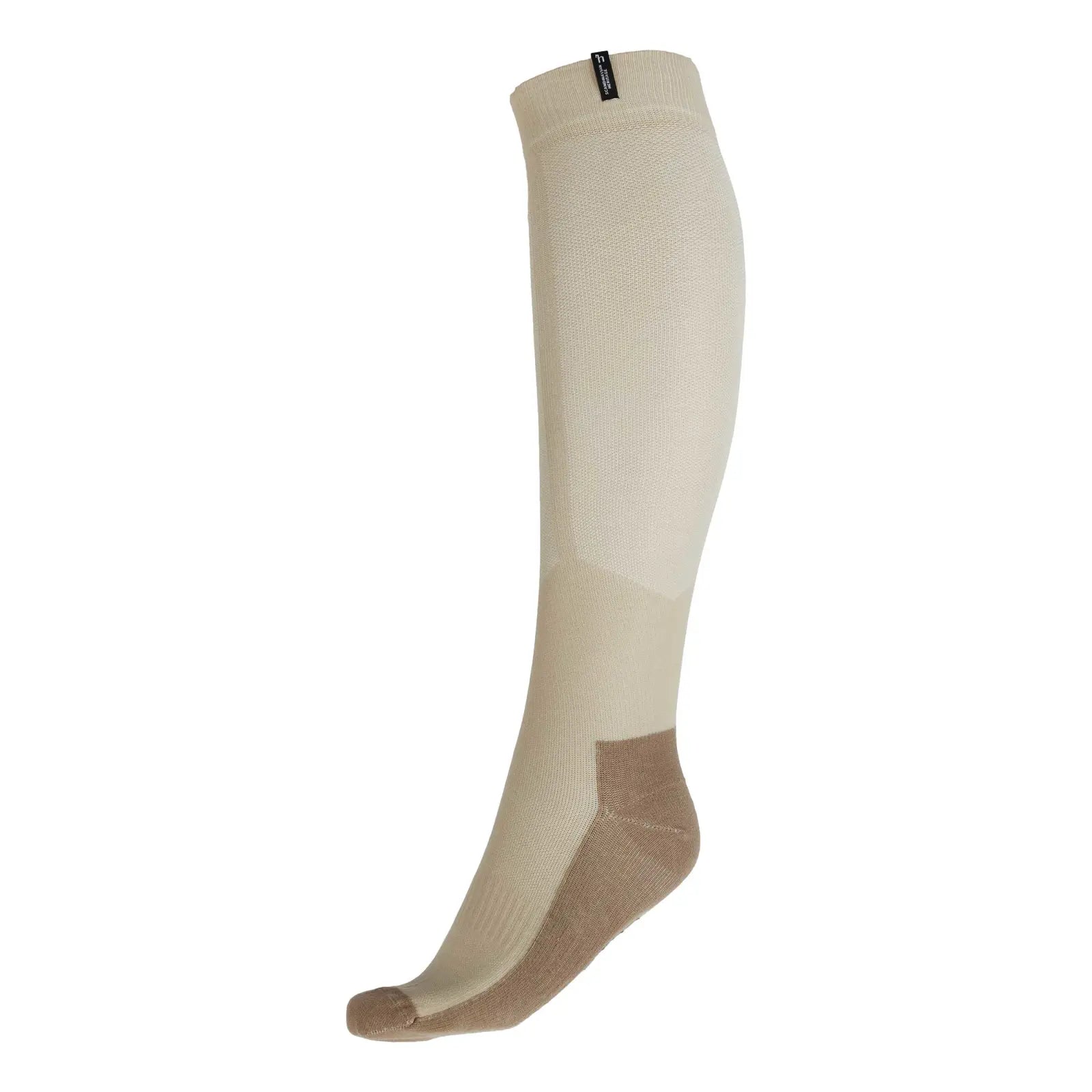 Side view of the Horze Ebba Technical Riding Socks in tan on a white background