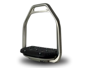 Front view of the silver Freejump Air Pure Stirrups on a white background