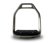Front view of the silver Freejump Air Pure Stirrups on a white background