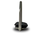 Side view of the silver Freejump Air Pure Stirrups on a white background
