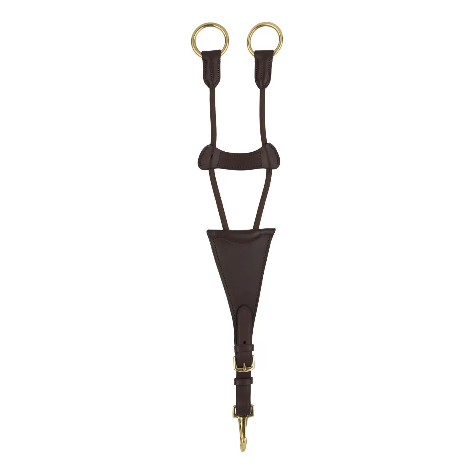 Front view of the dark brown Horze Wimbledon Running Martingale Attachment on a white background