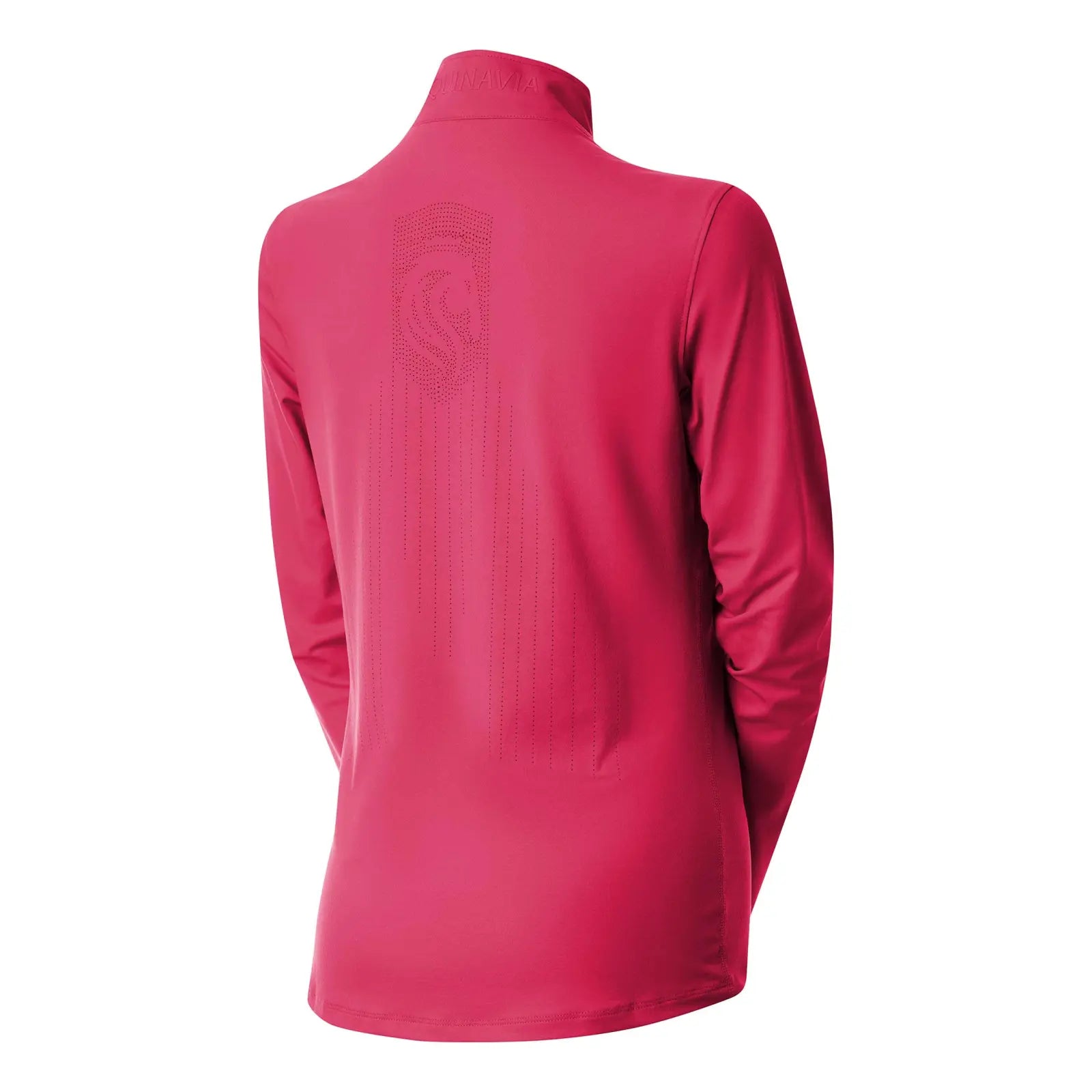 Back view of the Equinavia Kari Womens Long Sleeve Sun Shirt with NordicAir Tech in pink on a white background