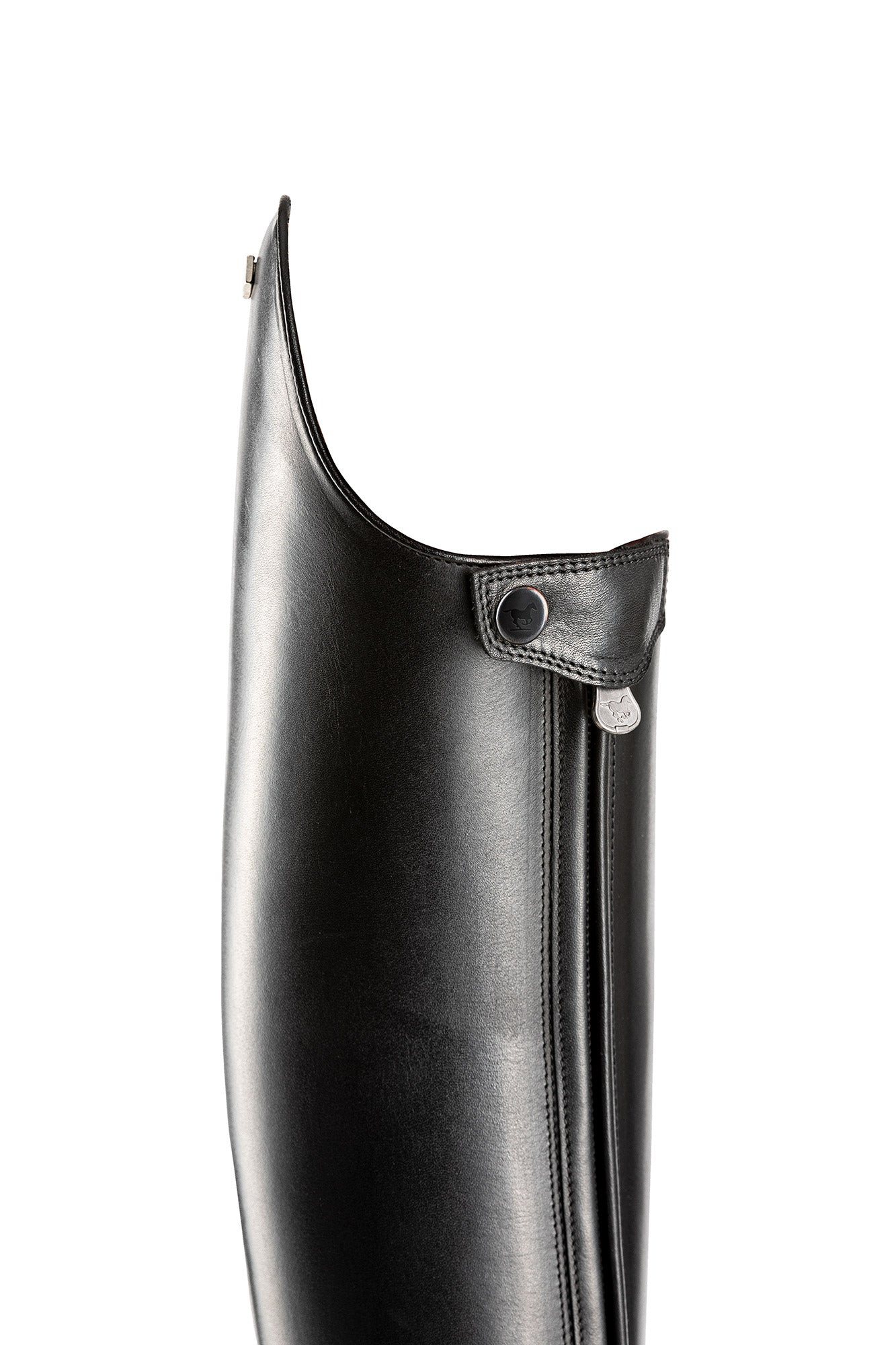 Back view of the DeNiro Raffaello Wrat Black Dressage Boot on a plain background