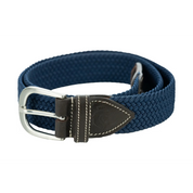 View of the navy Equinavia Elsa Woven Stretch Belt on a white background