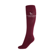 Side view of the red Horze Noya Knee Socks on a white background