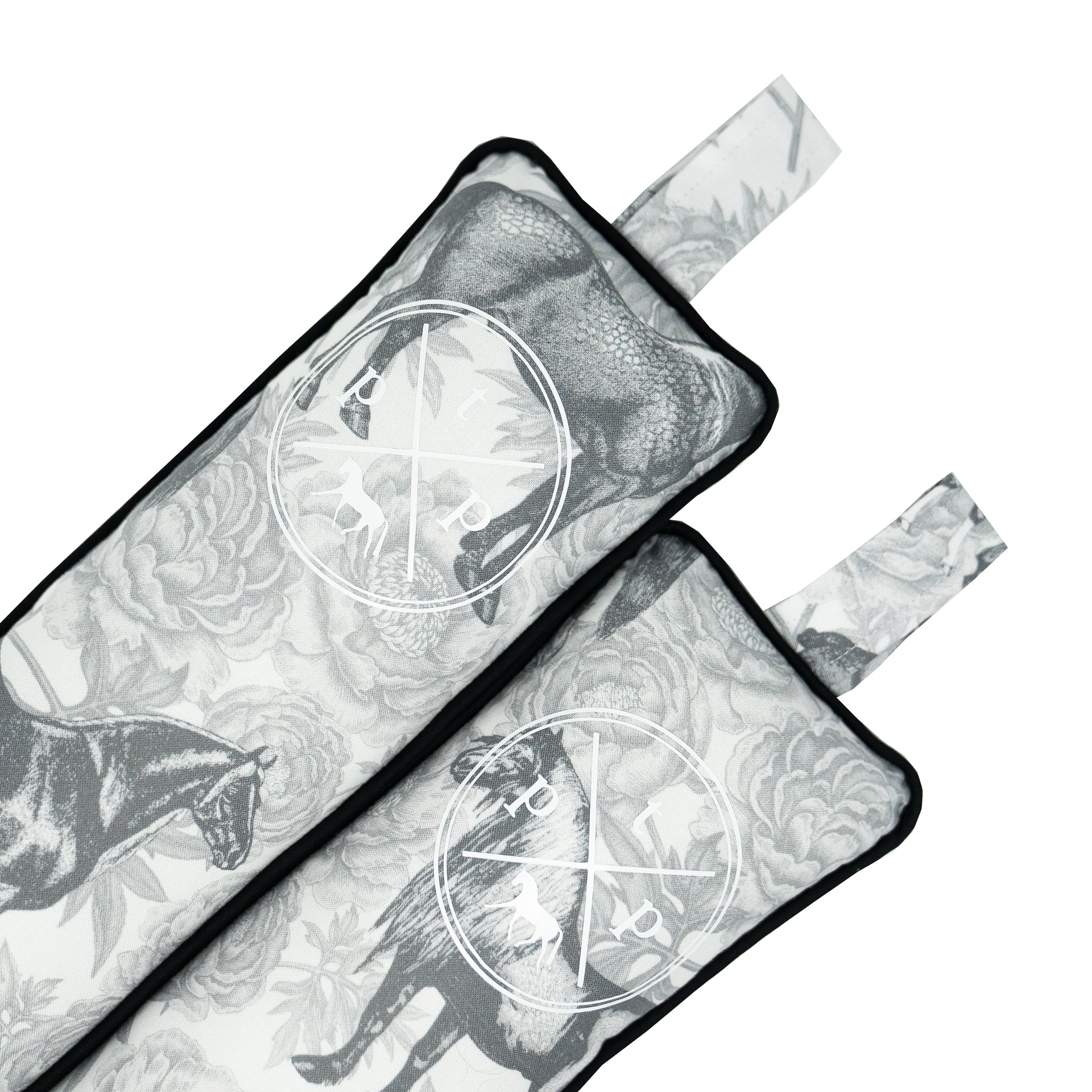Front view of a pair of Black & White Horses Posh Pony Boot Stuffers on a white background