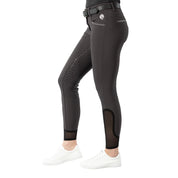 Side view of model wearing the dark gray Equinavia Victoria Full Seat Breeches on a white background