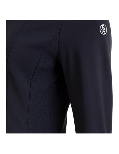 Close-up view of the sleeve BR logo on the navy BR Prague Competition Jacket