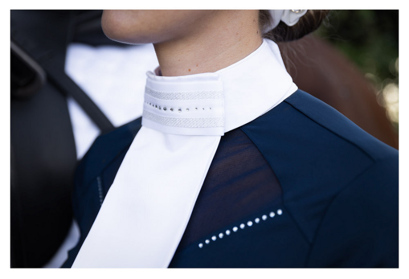 Close-up view of a model wearing the BR Senegal Stock Tie