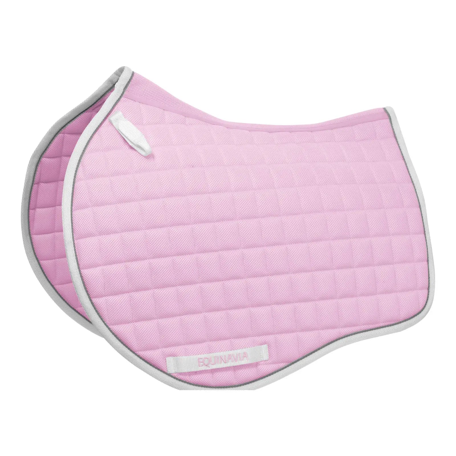 Side view of the pink Equinavia Svalbard All Purpose Saddle Pad with NordicAir Tech on a white background