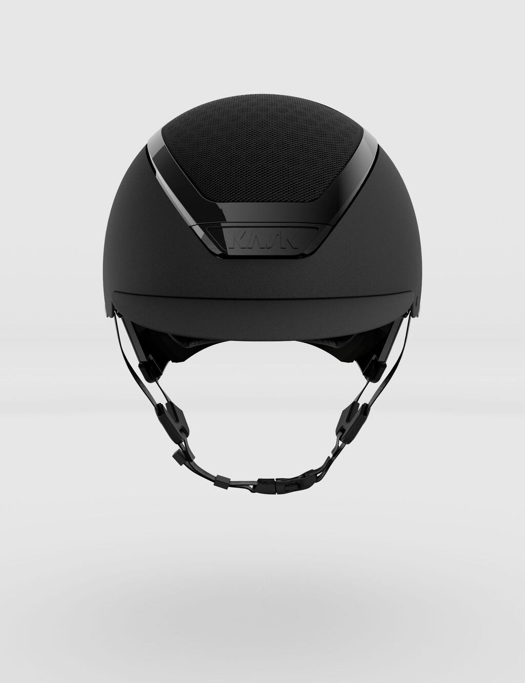 Front view of the black Kask Dogma Chrome Helmet on a plain background