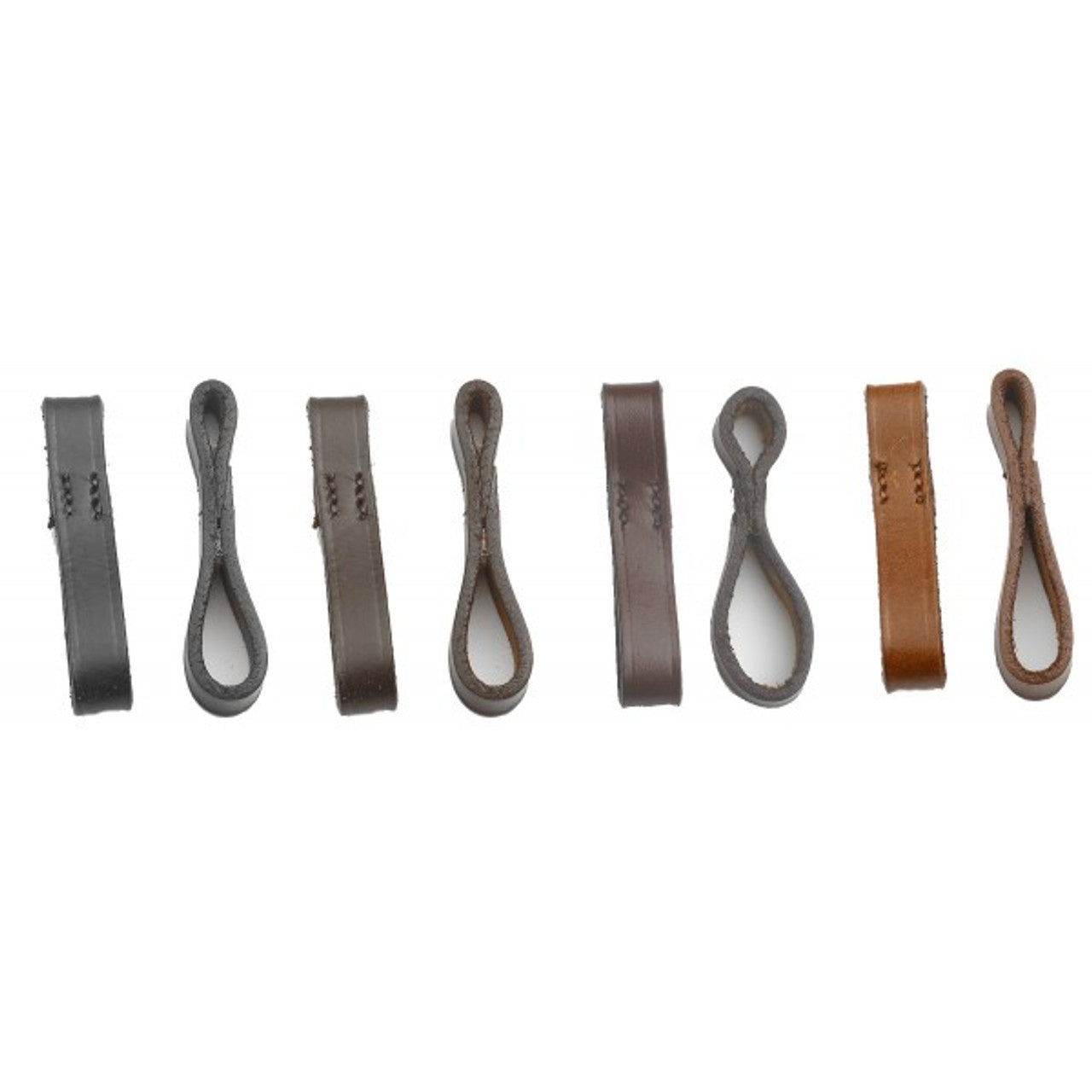 Front and side views of 4 different colored pairs of Camelor Leather Bit Loops