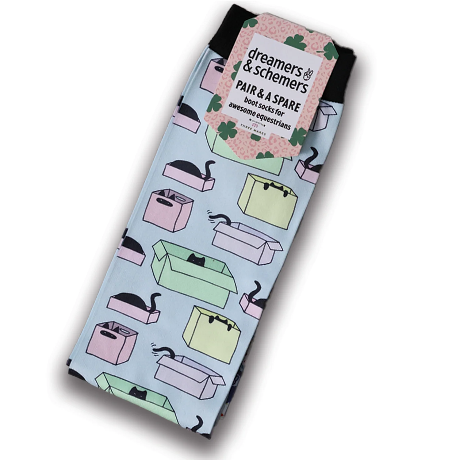 Front view of the Cat In A Box Dreamers & Schemers Pair & A Spare Boot Socks on a white background