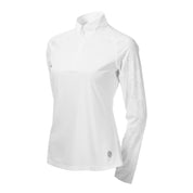 Angled front view of the Equinavia Petra Long Sleeved Show Shirt in White