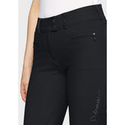 Close-up angled front view of the black Samshield Clara Premium Full Grip Breeches