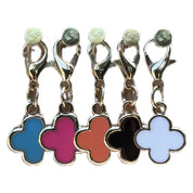 Front view of the 5 assorted colors clover Dubois Cheval Braid Charm on a white background