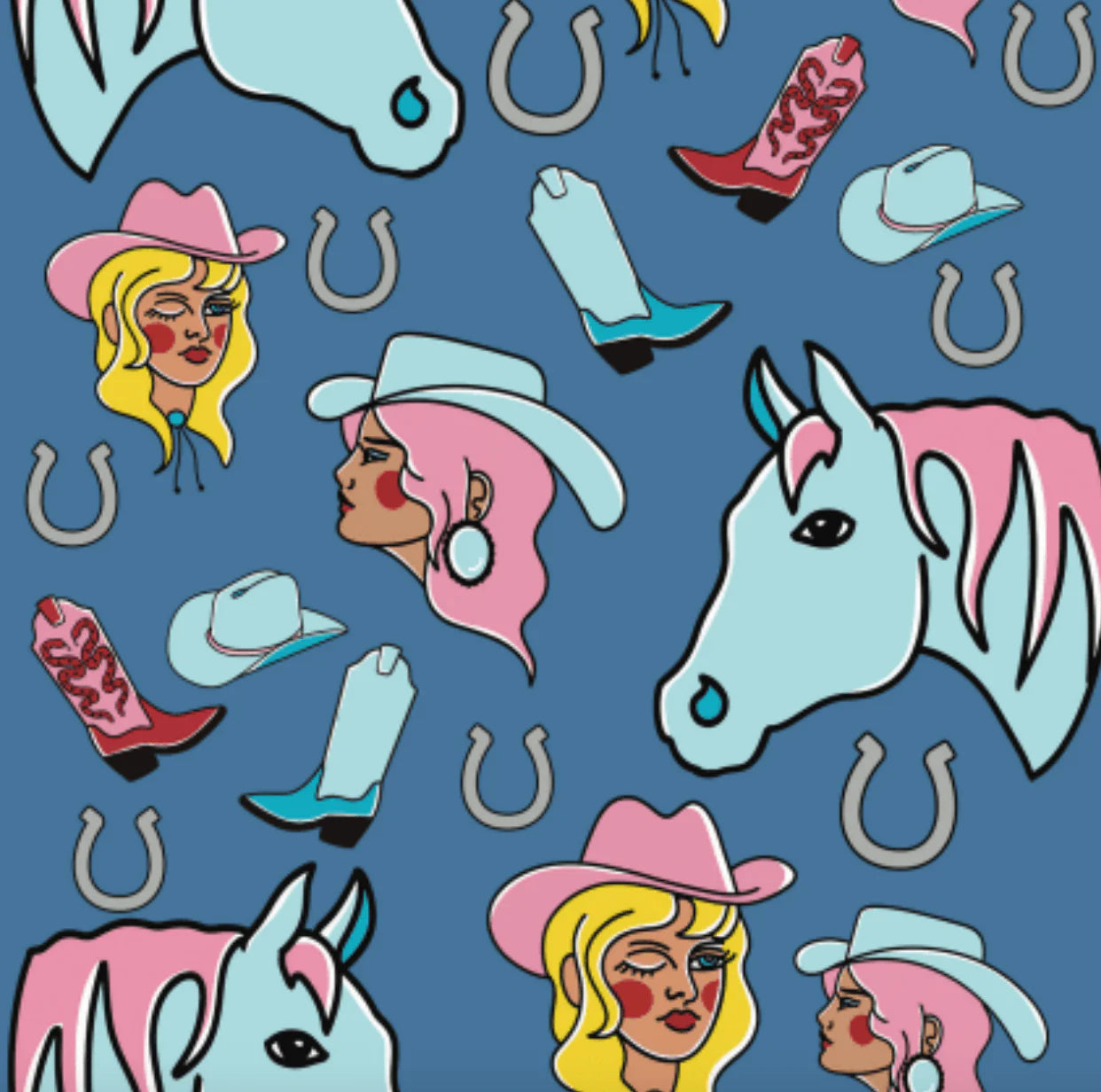 Close-up view of the pattern on the Cowgirl Rodeo Dreamers & Schemers Pair & A Spare Boot Socks