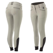 Side-by-side front and back views of the tan Equinavia Victoria Full Seat Breeches on a white background