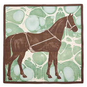 View of the green napkin from the set of 4 ThomasPaul Equus Marble Cotton Dinner Napkins