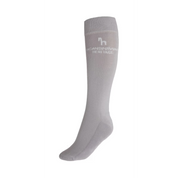 Side view of the gray Horze Noya Knee Socks on a white background