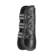 Side view of the black ostrich EquiFit D-Teq Front Boots on a white background