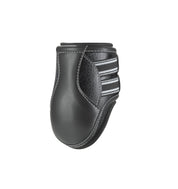 View of a black ostrich EquiFit D-Teq Hind Boot on a white background