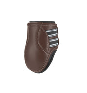 View of a brown EquiFit D-Teq Hind Boot on a white background