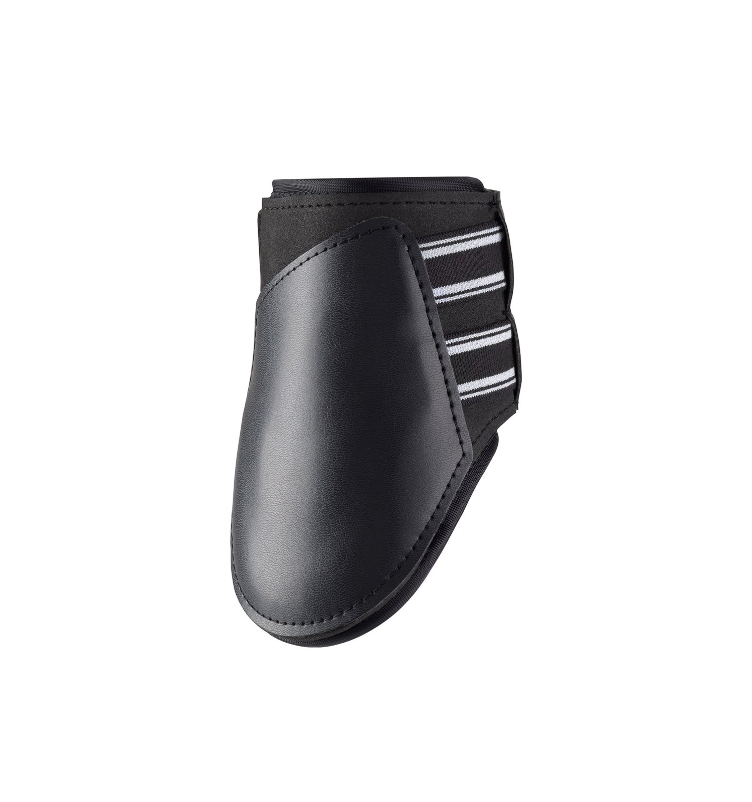 Angled inside view of the black EquiFit Essential The Original Hind Boot on a plain background