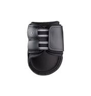 Outside view of the black EquiFit Essential The Original Hind Boot on a plain background