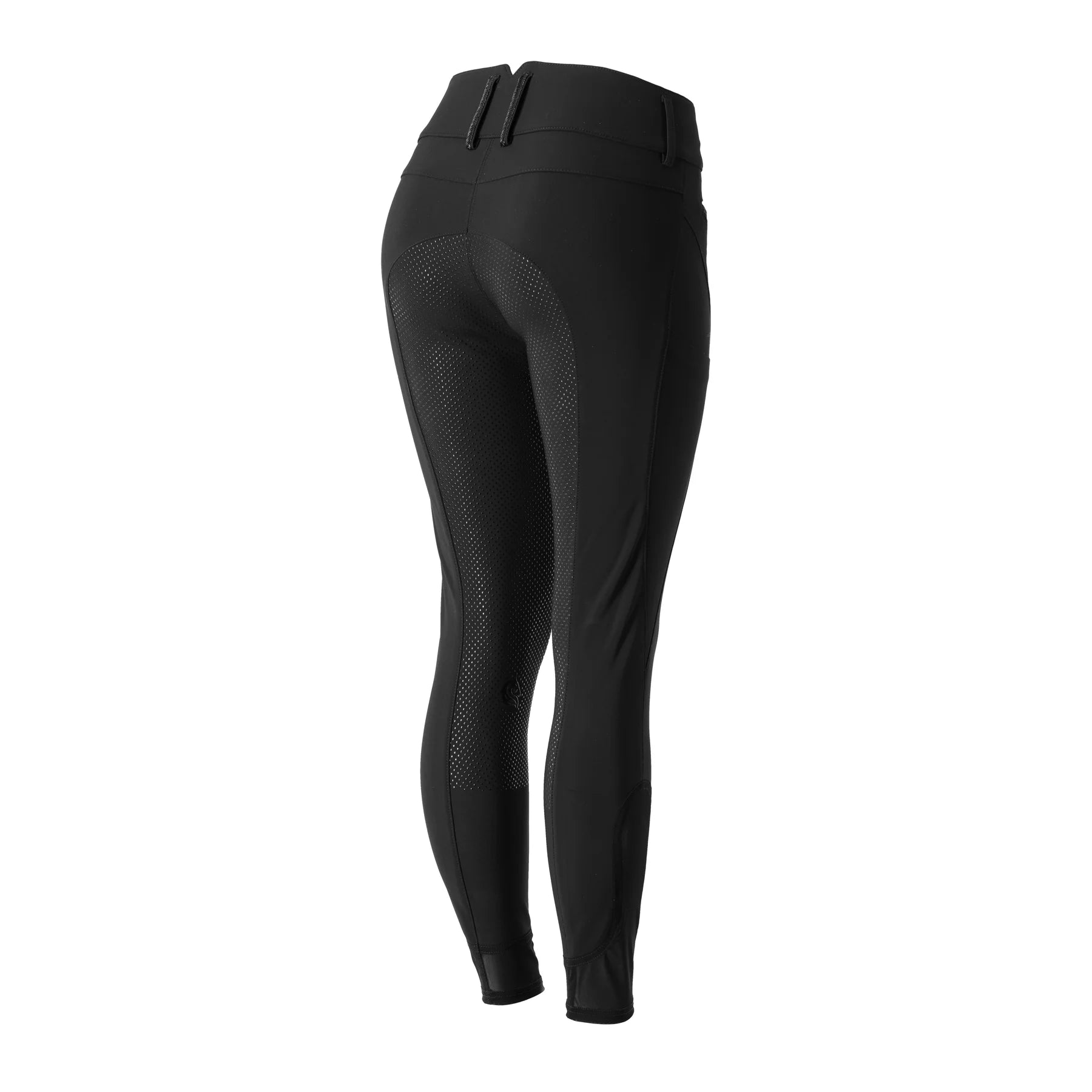 Back view of Black Equinavia Sissel Full Seat Breeches on a white background