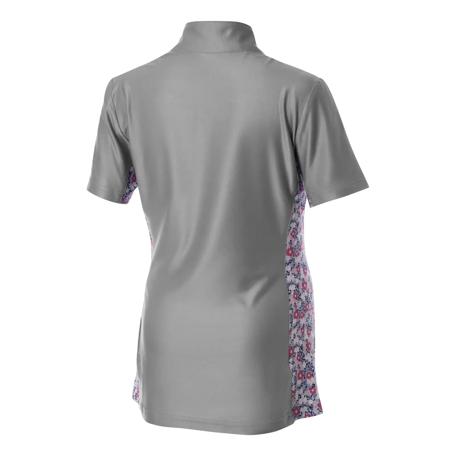 Back view of the Equinavia Lena Kids Short Sleeve Quarter Zip in Gray
