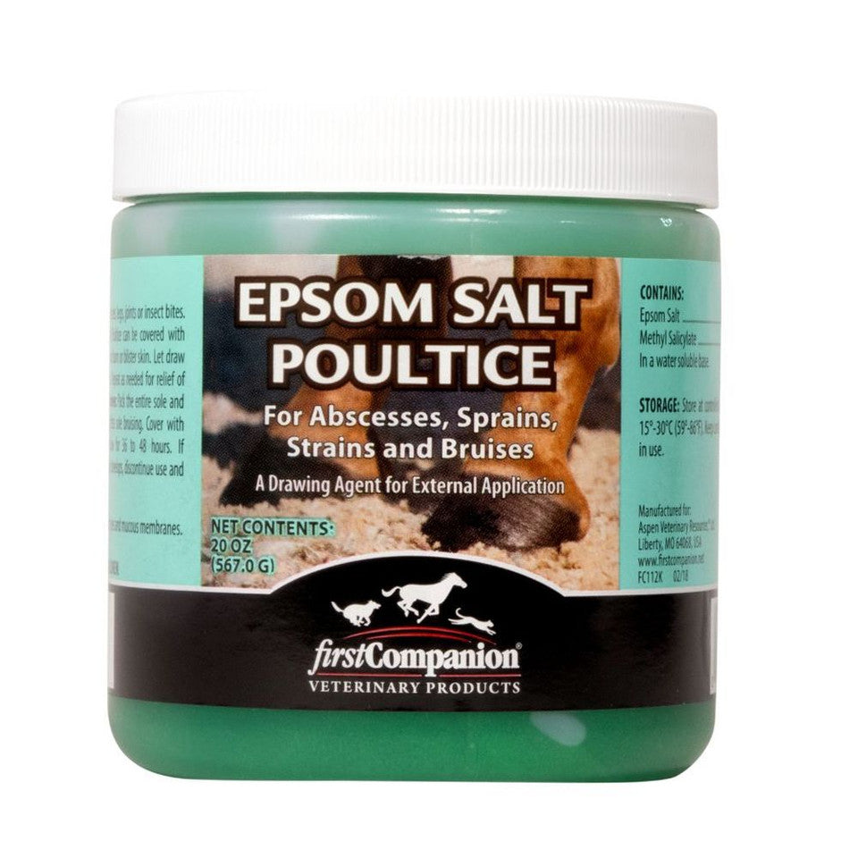 Front view of a 20 oz jar of Epsom Salt Poultice on a white background