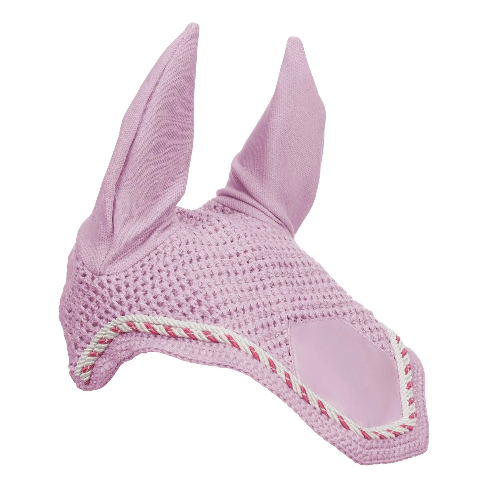 Side view of the pink Equinavia Copenhagen Ear Net on a white background