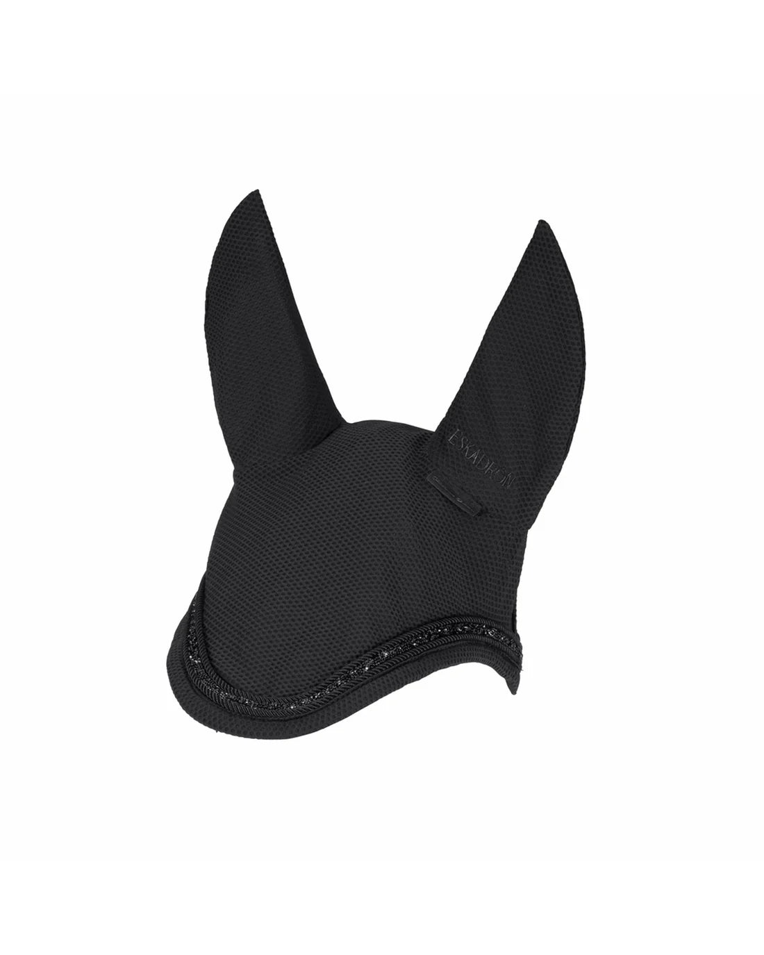 Front view of the black Eskadron DynAir Mesh Jewel Fly Hood on a white background