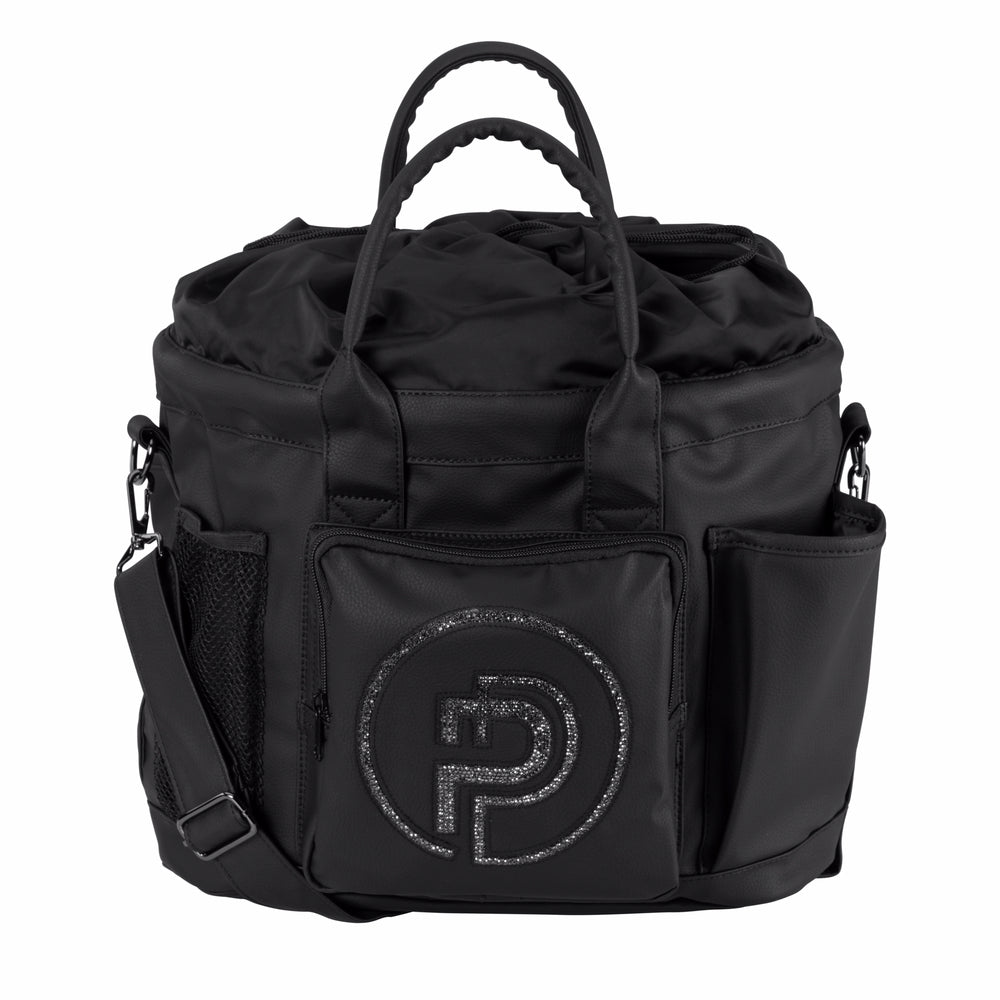 Front view of the black Eskadron Faux Leather Accessory Bag on a white background