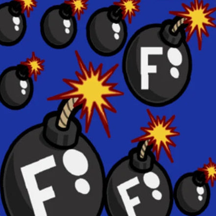 Close-up view of the F Bomb pattern on the Dreamers & Schemers Pair & A Spare Boot Socks