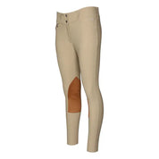 Angled front view of the tan Dapplebay Sport Hunter Knee Patch Show Breech on a white background