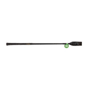 Full view of the black Fleck Patent Synthetic Leather Wrapped Jumping Bat on a white background