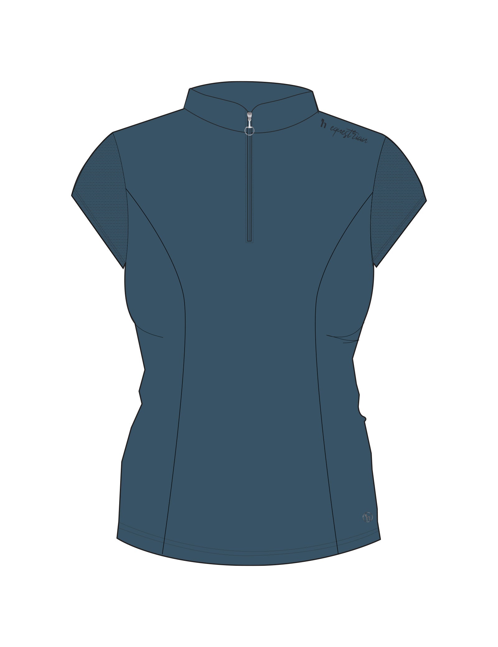 Front view sketch of the Deep Dive Horze Mina Mesh Short Sleeve Training Shirt on a white background