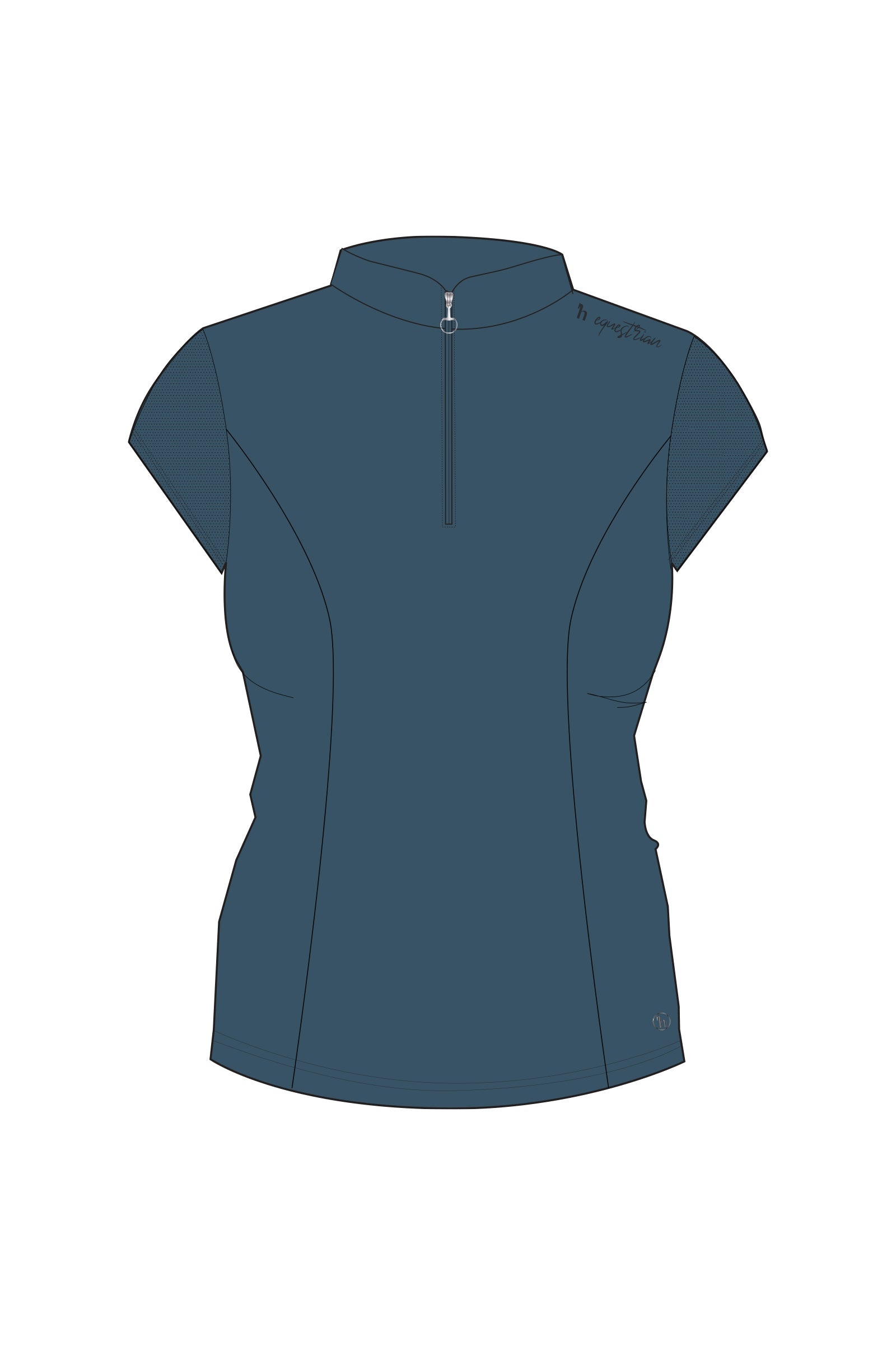 Front view sketch of the Deep Dive Horze Mina Mesh Short Sleeve Training Shirt on a white background