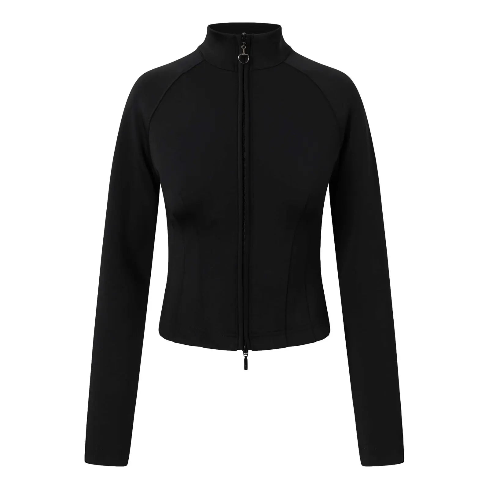 Front view of the Horze Viveka Womens Perforated Training Jacket in black on a white background